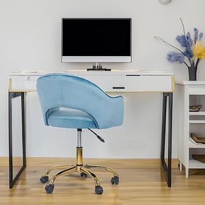 Scaun din catifea pentru birou cu baza aurie OFF 640 bleu