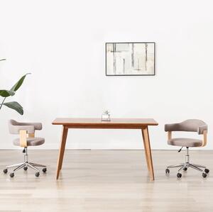 Scaun de masă pivotant gri taupe lemn curbat/material textil