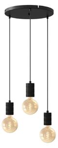 Calex Retro lampă suspendată rotundă 3 bec negru, reglabil, Negru, Camera de zi / sufragerie, Metal, Modern