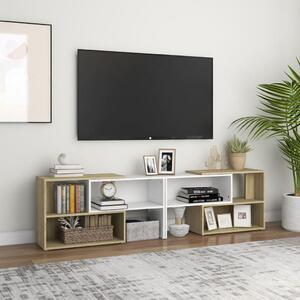 Comodă TV, alb și stejar sonoma, 149x30x52 cm, PAL