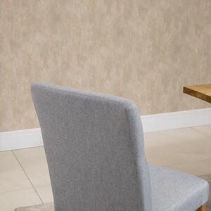 Set de 2 Scaune tapitate HOMCOM pentru Sufragerie si Bucatarie, scaun cu spatar inalt, gri deschis | Aosom RO