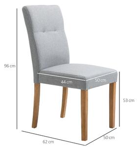 Set de 2 Scaune tapitate HOMCOM pentru Sufragerie si Bucatarie, scaun cu spatar inalt, gri deschis | Aosom RO