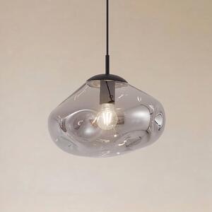 Lindby Lampă suspendată Lelia, gri fumuriu, sticlă, Ø 35 cm, reglabil, Gri, Camera de zi / sufragerie, Sticlă, Design