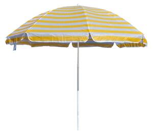 Umbrelă de plajă Happy Green cu dungi galbene, 230 cm