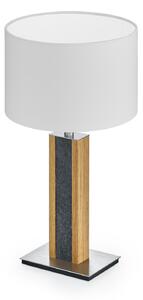 HerzBlut lampă de masă Karl G, rotundă, lemn/granit, alb, E27, Alb, Camera de zi / sufragerie, Lemn, Modern