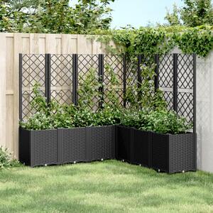 Jardinieră de grădină cu spalier, negru, 160x160x140 cm, PP