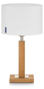 HerzBlut lampă de masă Titos, lemn, alb, 43 cm înălțime, E27, Alb, Camera de zi / sufragerie, Țesătură / Textil, Modern