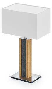 HerzBlut lampă de masă Karl G, unghiulară, lemn/granit, alb, E27, Alb, Camera de zi / sufragerie, Lemn, Modern