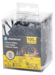 Aigostar - Ghirlandă LED pentru exterior, 100xLED/8 funcții, alimentare 3xAA, 5,3 m, IP44, alb cald