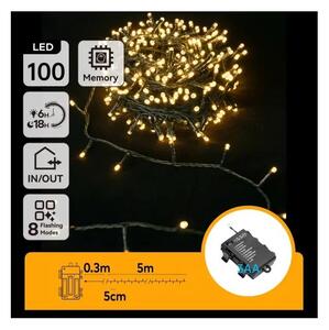 Aigostar - Ghirlandă LED pentru exterior, 100xLED/8 funcții, alimentare 3xAA, 5,3 m, IP44, alb cald