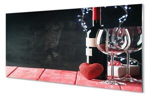 Tablouri pe sticlă Inima de pahare de vin de sticlă