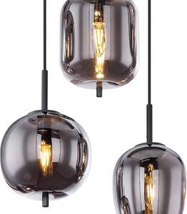 Globo Lampă suspendată Blacky, negru/gri fumuriu, lungime 80 cm, 6 becuri., reglabil, Gri, Camera de zi / sufragerie, Sticlă