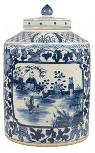 Vaza albastra din ceramica cu capac Delftware
