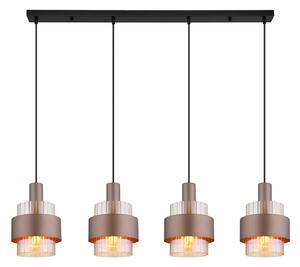 Globo Lampă suspendată Milley, lungime 110 cm, culoare bronz, 4 becuri., reglabil, Bronz / Alamă Veche, Camera de zi / sufragerie, Metal, Modern