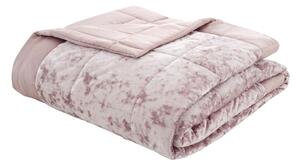 Cuvertură roz matlasată din catifea pentru pat dublu 220x220 cm Crushed – Catherine Lansfield