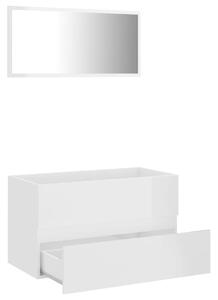 Set mobilier de baie, 2 piese, alb extralucios, PAL