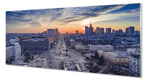 Tablouri pe sticlă Varșovia zgârie-nori Apus de soare