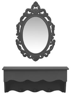 Set raft perete pentru chei/bijuterii cu oglindă/cârlige negru