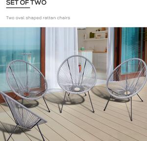 Outsunny set 2 scaune ovale de gradina, 73x77x87cm, gri | Aosom Ro