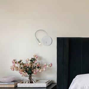 ACB ILUMINACIÓN Lyon LED lampă de citit montată pe perete, braț flexibil, întrerupător, alb, Alb, dormitor, Aluminiu, Modern