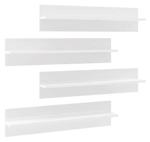 Rafturi de perete, 4 buc., alb extralucios, 80x11,5x18 cm, PAL