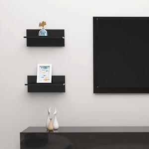 Rafturi de perete, 2 buc., negru extralucios, 40x11,5x18 cm
