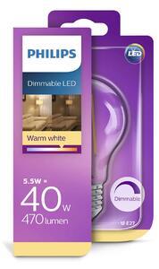 Philips - Bec LED 5,5W Glass (470lm) Dimmable E27