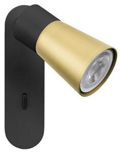 SLV Aplică de perete Puri 2.0 Cone, negru/auriu, 15 cm, reglabil, Negru, Camera de zi / sufragerie, Aluminiu, Modern