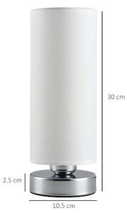 HOMCOM Lampă de masa tactila lumina reglabila pentru dormitor camera de studiu sufragerie din metal bumbac alb Ф10,8 x 30Icm