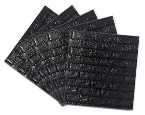 Set 10x Tapet 3D Autocolant Negru, AT PERFORMANCE, design caramida, rezistent la apa, 70cm x 77cm x 0.5 cm