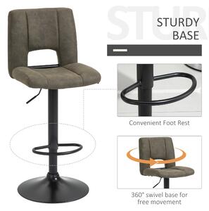 Set 2 scaune inalte de bar ritative, suport pentru picioare, antizgariere, tesatura din microfibra 41.5x51x94-115cm, kaki HOMCOM | Aosom RO