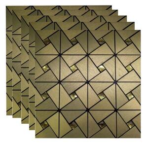Set x5 Tapet Mozaic, At Performance, decor perete aluminiu si sticla 30*30cm culoare, auriu