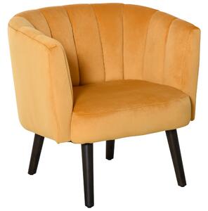 HOMCOM Fotoliu din Catifea pentru Sufragerie, Fotoliu scaun pentru Dormitor in Stil Vintage Galben 79x66,5x79cm