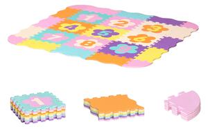 HOMCOM Covor puzzle pentru copii, din 25 Piese Suprafata acoperita 9㎡, Asamblare Plata si 3D, cu Gard, Multicolor