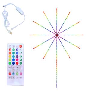 Banda artificii LED, Bluetooth/USB, Control prin telecomanda/telefon, RGB, Sincronizare audio, 1 cm, Multicolor