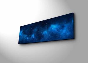Tablou Canvas cu Led Galaxie fara Priza, Albastru, 90x3x30 cm