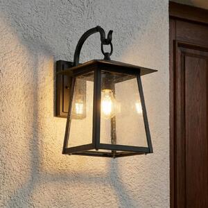 Lucande Aplică de exterior Xavon, negru, felinar, E27, IP44, reglabil, Negru, Aluminiu, Casă de țară / Rustic