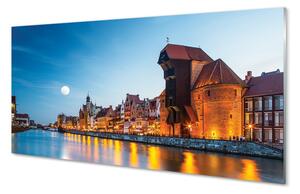 Tablouri pe sticlă Râul noapte oraș vechi Gdańsk