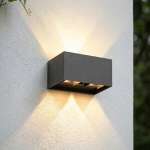 Lindby Lampa de perete pentru exterior LED Nivar, unghiulară, neagră, 20 cm,, Negru, Aluminiu, Modern
