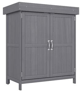Outsunny Dulap de Gradina cu 2 Rafturi si 2 Usi, Lemn, 74x43x88 cm, culoarea lemnului | Aosom Romania