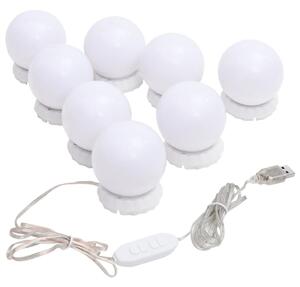Lampă de oglindă cu 8 becuri LED alb cald și alb rece