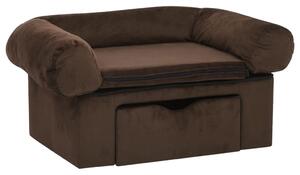 Canapea pentru câini, cu sertar, maro, 75x50x38 cm, pluș