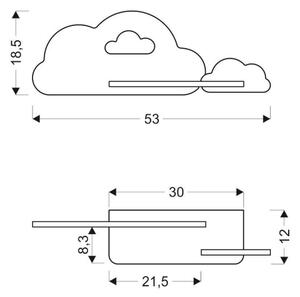 Aplică LED cu raft pentru copii CLOUD LED/5W/230V albastru/alb