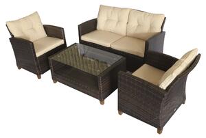 Set Mobilier de Gradina 4 Piese din Ratan PE cu Masuta Outsunny, Maro, Bej 124x68x76cm | Aosom Romania