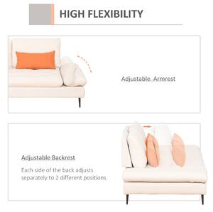 HOMCOM Canapea extensibila 2 locuri din material textil, adancime reglabila a scaunului si cotierelor, 213x112x83 cm, bej