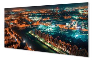 Tablouri pe sticlă Gdańsk River noapte panoramă