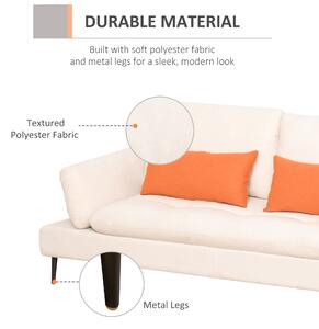 HOMCOM Canapea extensibila 2 locuri din material textil, adancime reglabila a scaunului si cotierelor, 213x112x83 cm, bej
