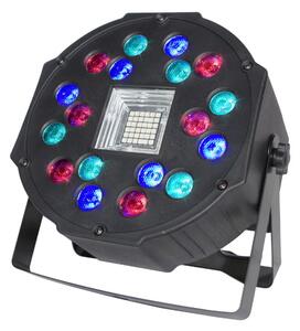 Proiector de lumini PAR 18 cu stroboscop, LED, RGB, Negru, Disco / Club / Exterior / Arhitecturale