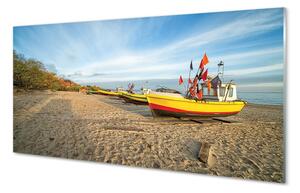 Tablouri pe sticlă Gdańsk Beach bărci de mare