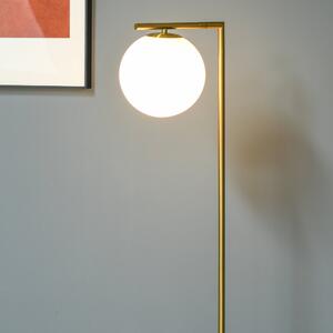 Lampa de podea HOMCOM cu bec sferic, mobilier modern pentru casa si birou, bec E27 maxim 40W dimensiune 30x26x160 cm culoare auriu si alb